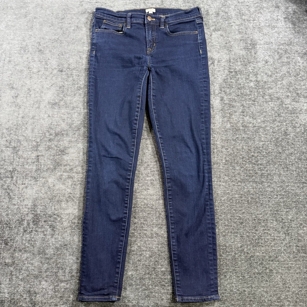 J Crew Women's Jeans Size 27/30 Blue Skinny Denim Low Rise Stretch Dark‎ Wash